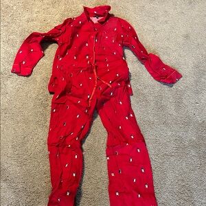 Talbots Red Pajama Set with Penguin Print